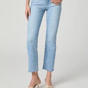 PAIGE JACQUELINE STRAIGHT Jeans Raw Hems In Heavenly Distressed Size 25 NWOT